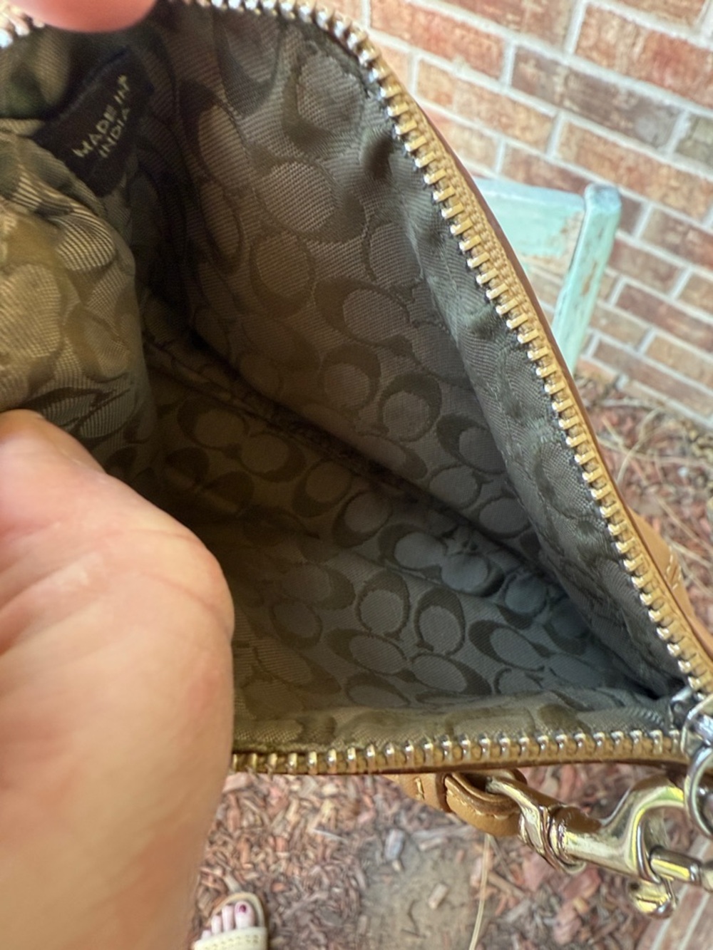 Coach Tan Leather Wristlet Clutch - Picture 8 of 10